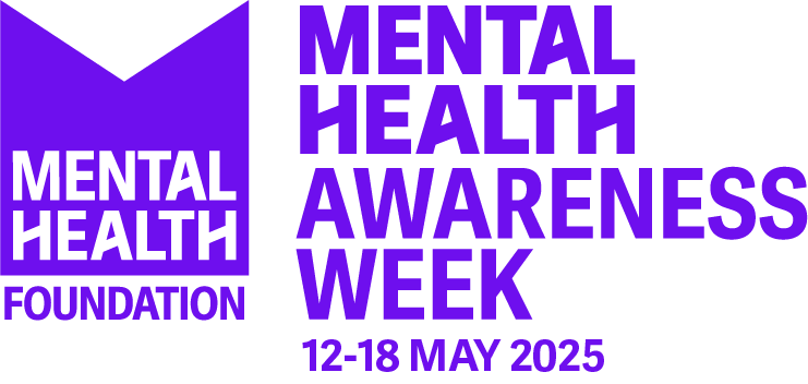 Purple text on a white background reads "Mental Health Foundation. Mental Health Awareness Week 12-18 May 2025"